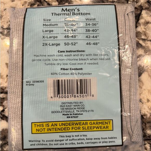 Mission Ridge men’s 2x-large premium thermal bottom grey ankle length - Picture 2 of 2